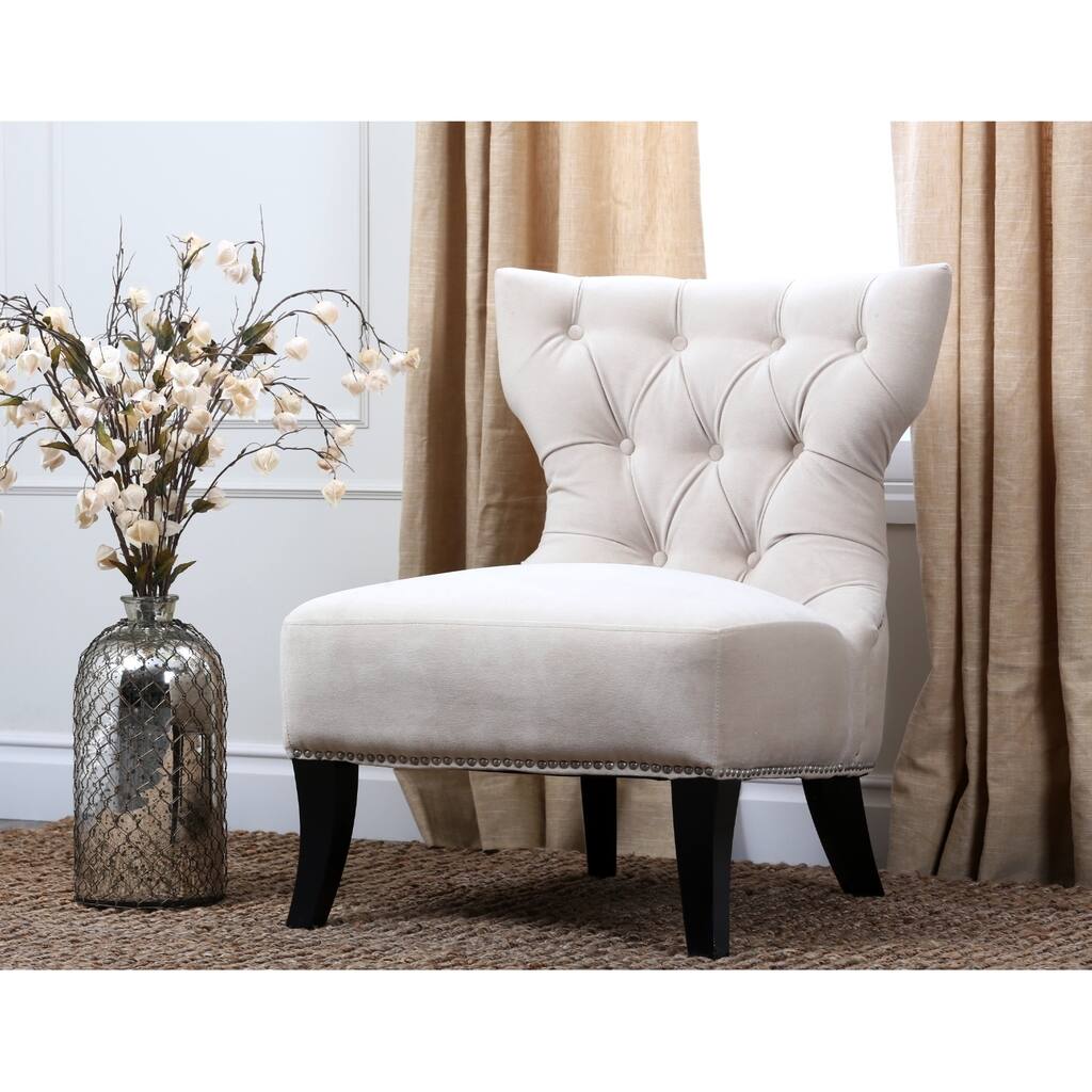 Abbyson Sedona Light Cream Microsuede Nailhead Chair