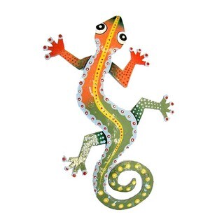 Recycled Steel Drum Orange/ Green Gecko Wall Art (Haiti) - Multi - Bed ...