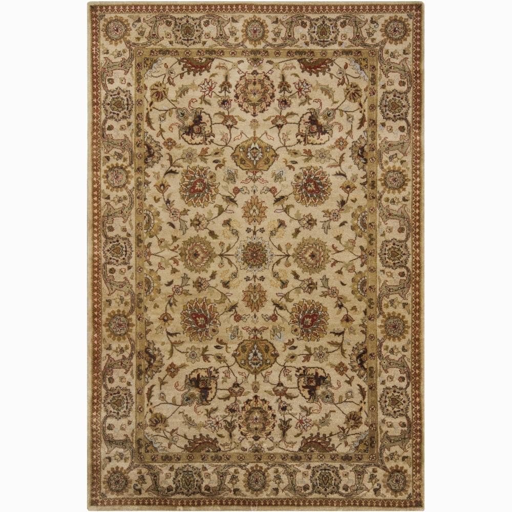 Hand knotted Mandara Oriental Beige New Zealand Wool Rug (5 X 76)