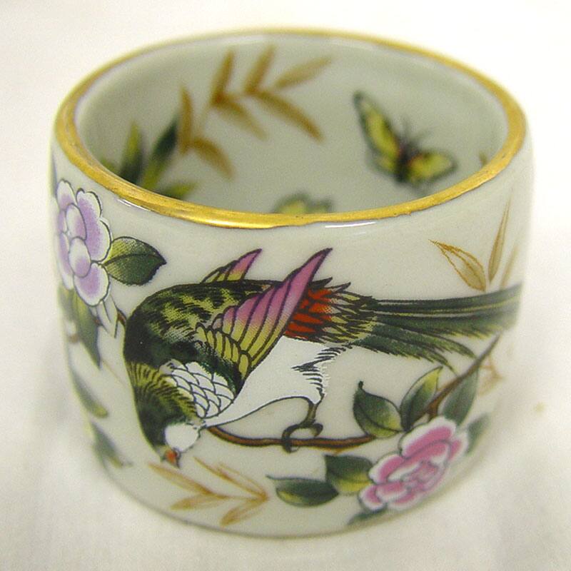 Sylvia Bird-pattern Porcelain Napkin Rings (Set of 4)