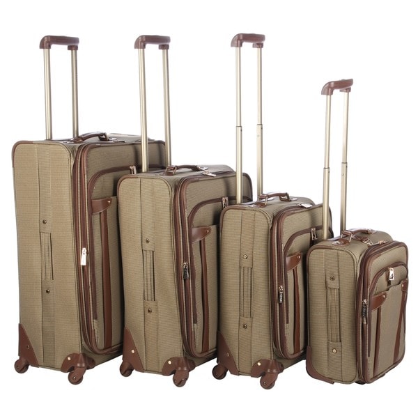 London Fog Brown Plaid Newberry Lites 4-piece Luggage Set - Free ...