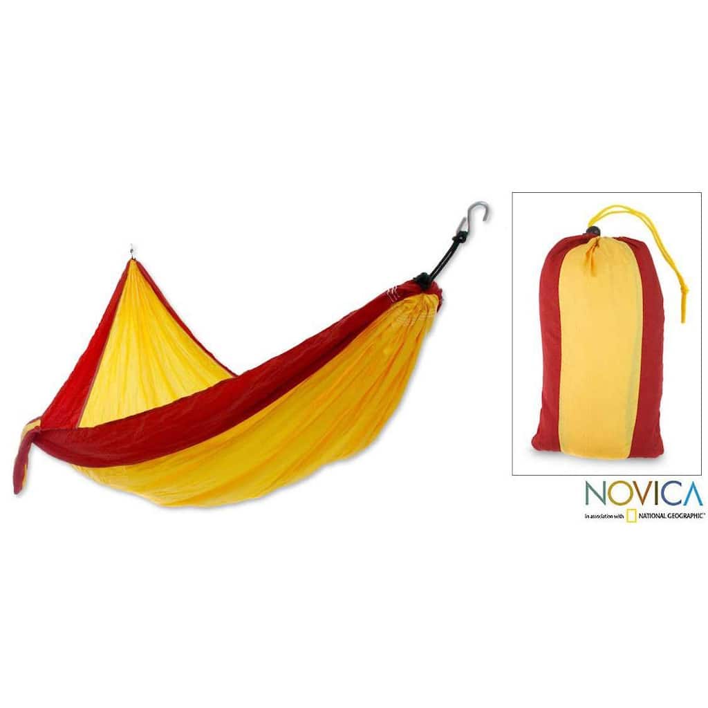 Handmade Parachute 'Orange Sorbet' Hammock (Indonesia)