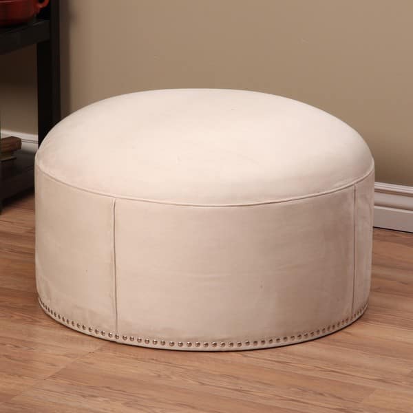 Shop Large Studded Fabric Ottoman (Peru) Free Shipping Today 6051802