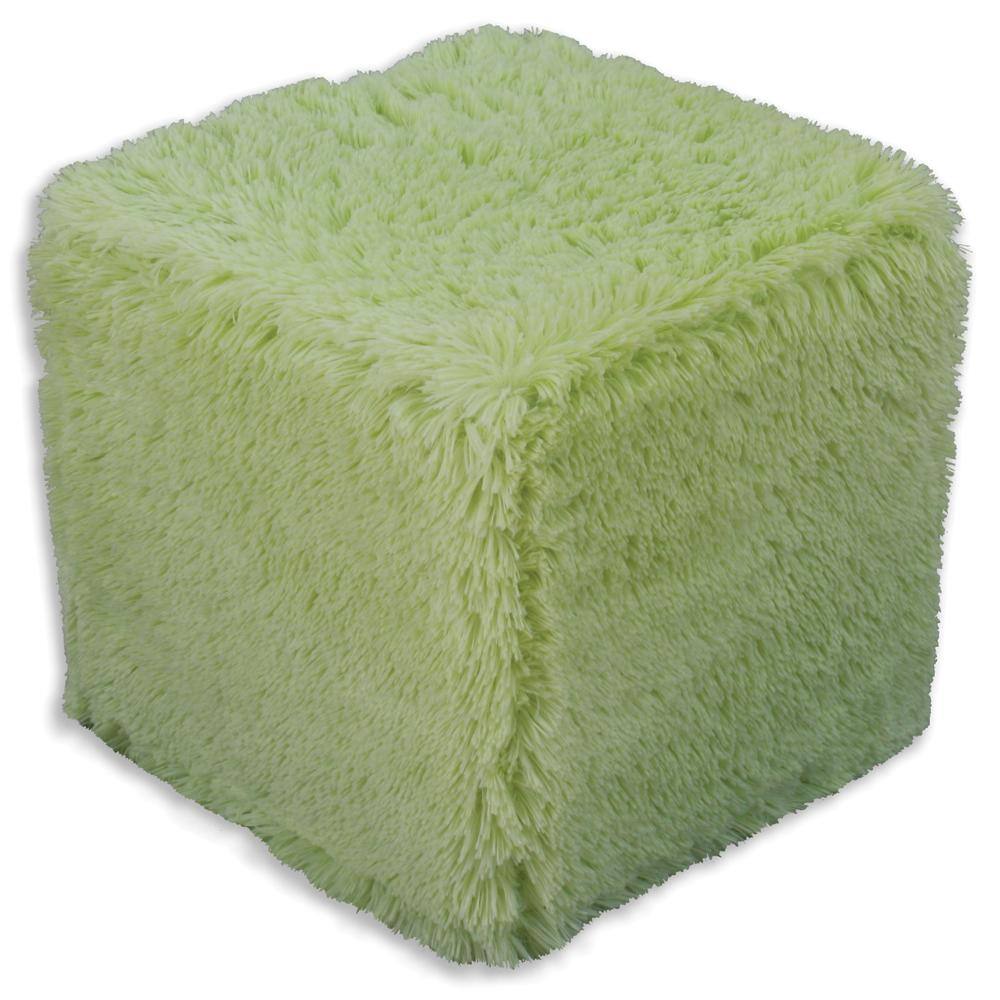 Shaggy Sage Cube Foam Ottoman