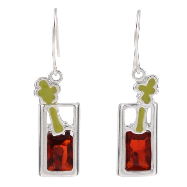 Silvermoon Silver Cubic Zirconia and Enamel Bloody Mary Earrings Cubic Zirconia Earrings