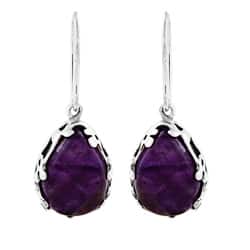 Amethyst Gemstone Earrings Online At Our Best Silvermoon Sterling Silver Cabochon Amethyst Teardrop Earrings