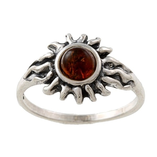 Silvermoon   Anillo con diseo en forma de sol y piedra mbar, plata esterlina Silvermoon Gemstone Rings