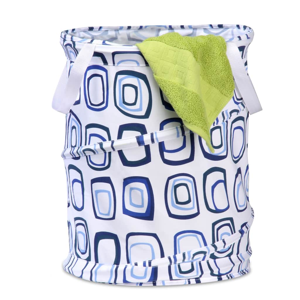 Honey Can Do HMP-01565 Blue/ White Pop-open Hamper