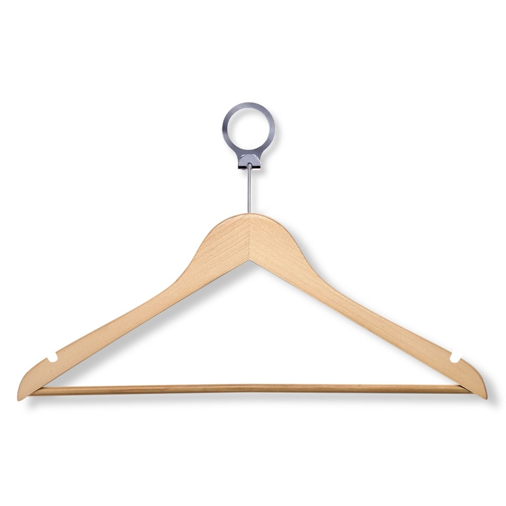 17 Wooden Top Hanger - Natural Maple With Chrome Hook