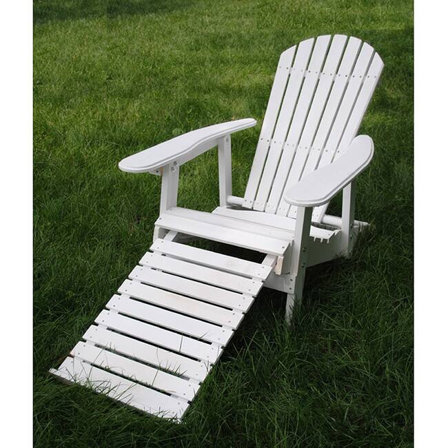 Handmade White Folding Adirondack Pull-out Footrest Chair - 36" H x 29" W x 33" D