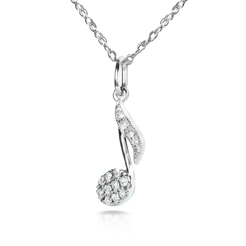 Annello by Kobelli 14k Gold 1/10ct TDW Diamond Musical Note Necklace