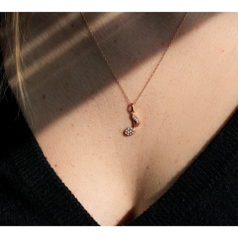 Annello by Kobelli 14k Gold 1/10ct TDW Diamond Musical Note Necklace