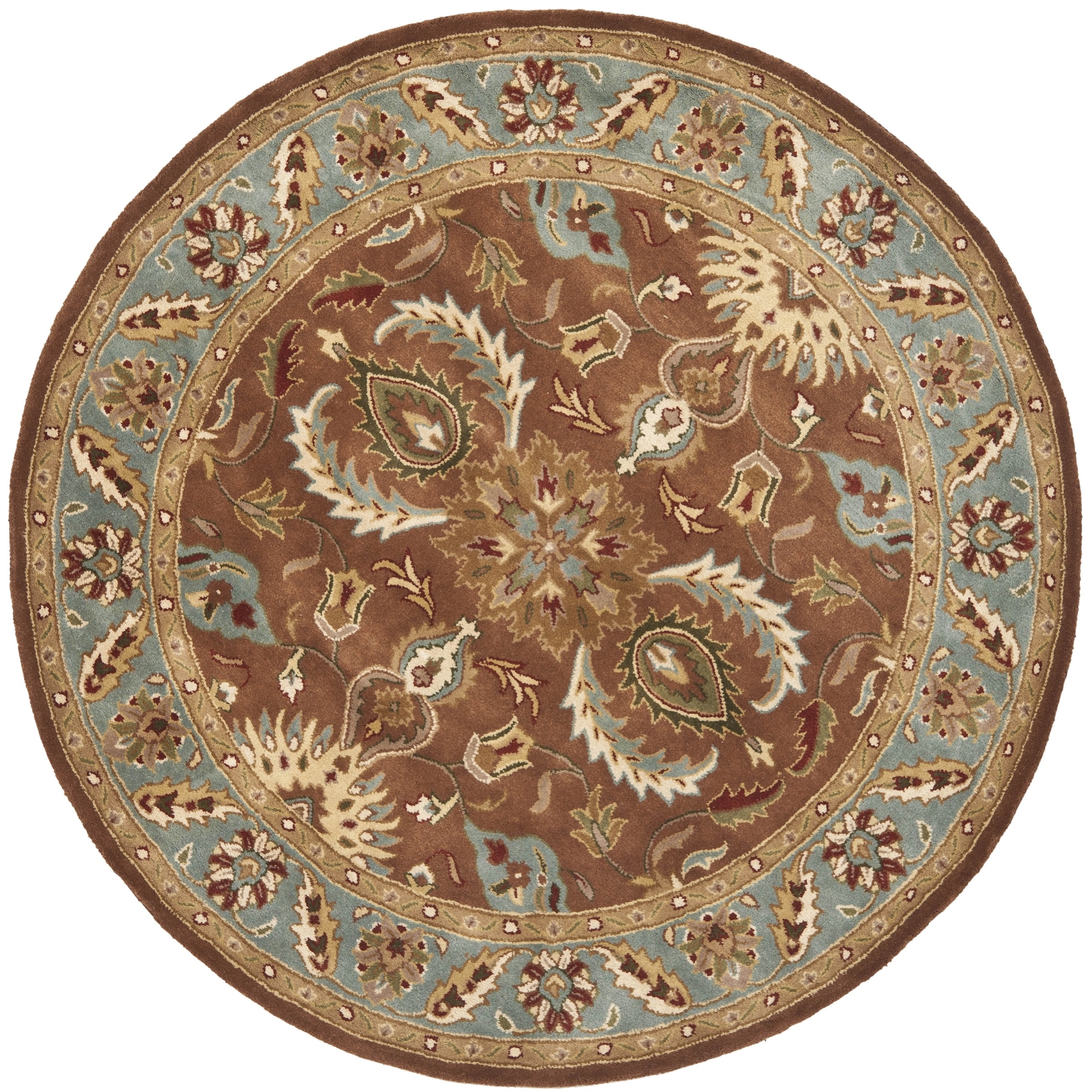 Handmade Heritage Darab Brown/ Blue Wool Rug (6 Round)