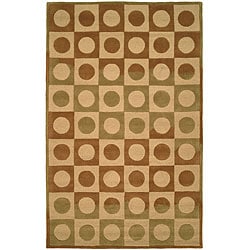 Handmade New Zealand Wool Checker Board Beige Rug (7'6 x 9'6) Safavieh 7x9   10x14 Rugs