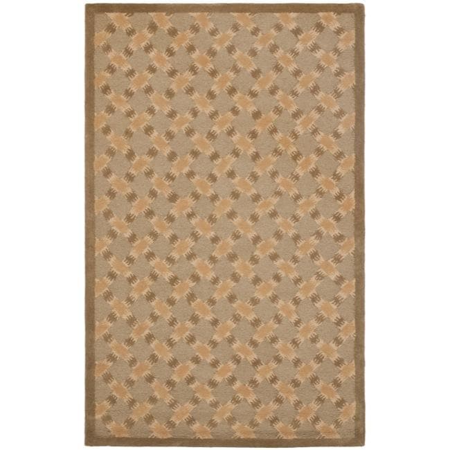 Handmade Trellis Sage Wool Rug (36 X 56)