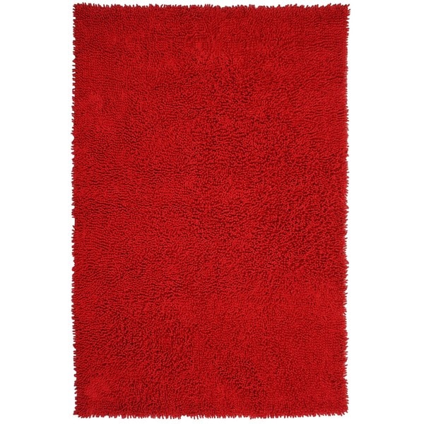 Hand woven Shagadelic Red Chenille Shag Rug (2'6 x 4'2) St Croix Trading Accent Rugs