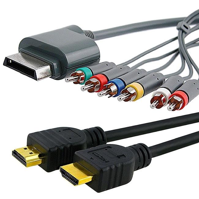 INSTEN 2piece HDMI Cable/ Component HD AV Cable for Xbox 360 Slim