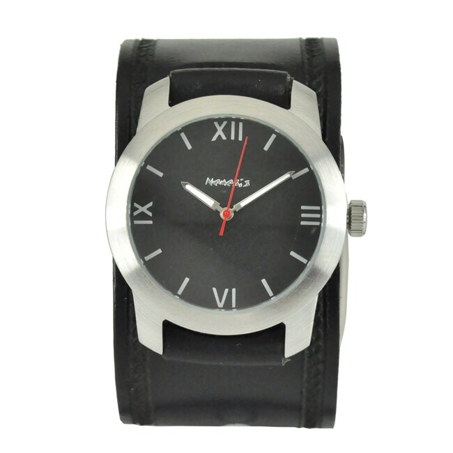 Shop Nemesis Elite Black Leather Cuff Watch - Free Shipping Today ...