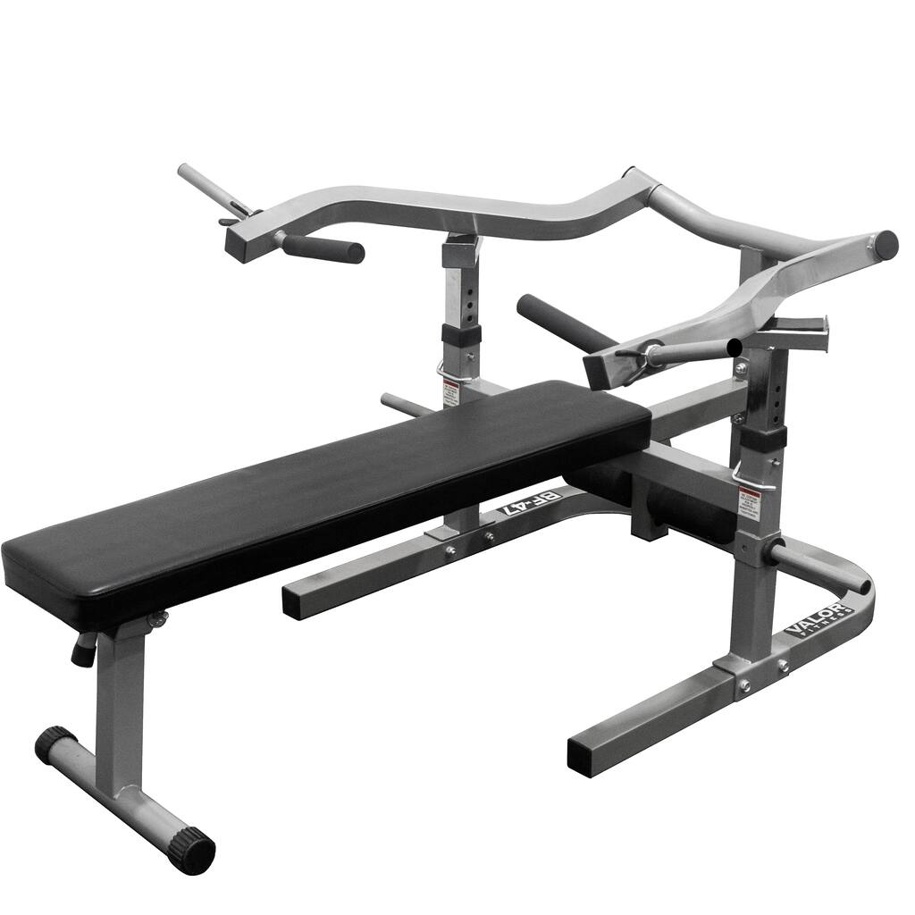 Valor Fitness BF-47 Adjustable Flat/Incline Bench Press with Independent Converging Arms and Ab Crunch Feature - Black