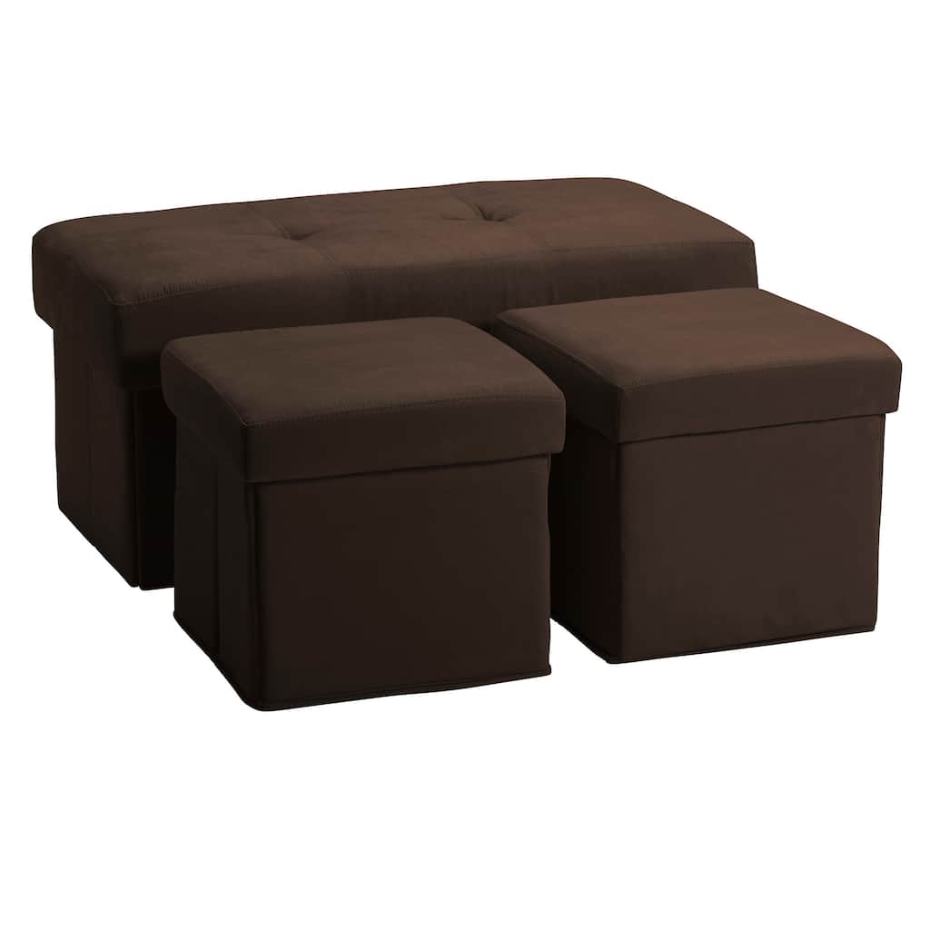 Vanderbilt Foldable 3-piece Storage Ottoman Set