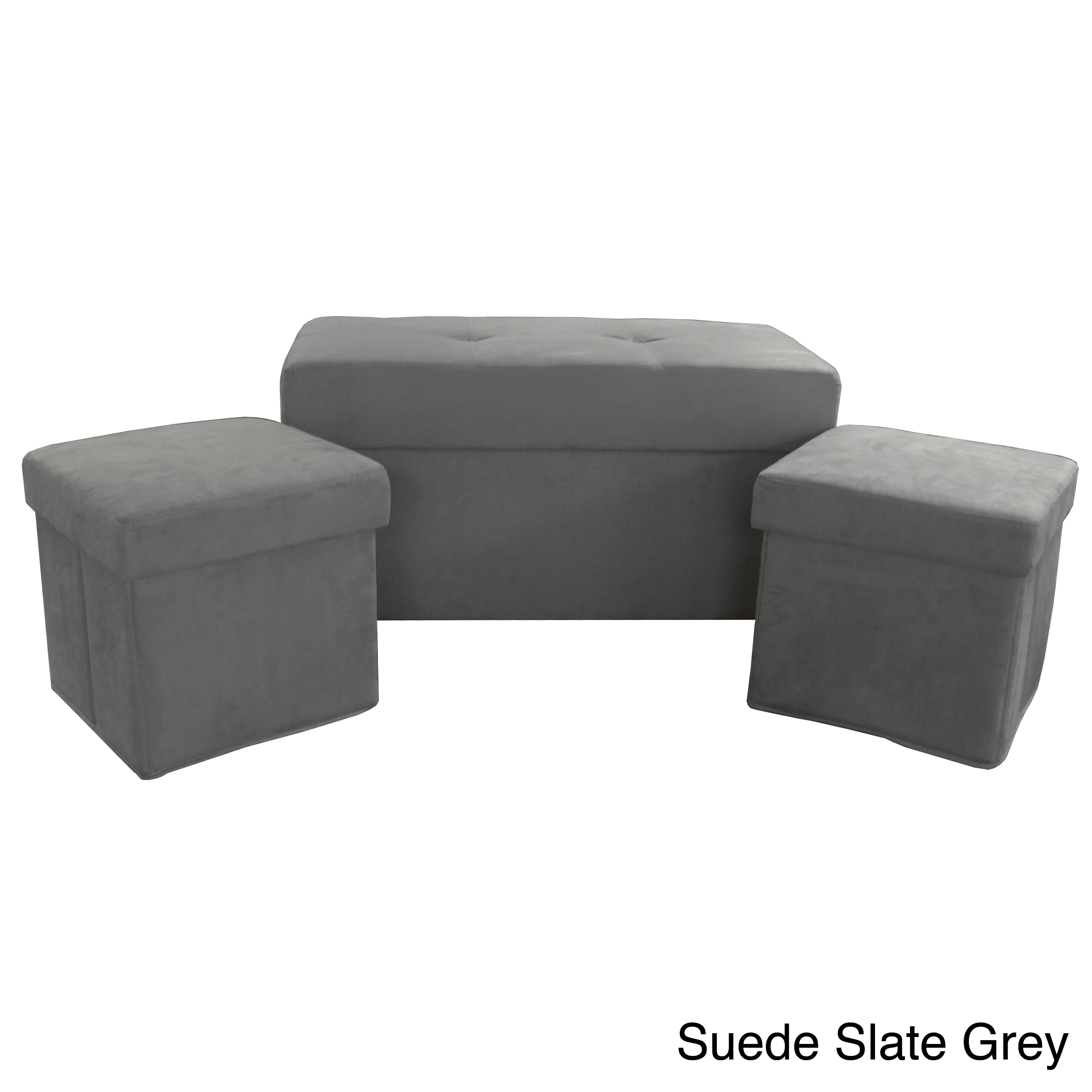 Vanderbilt Foldable 3 piece Storage Ottoman Set