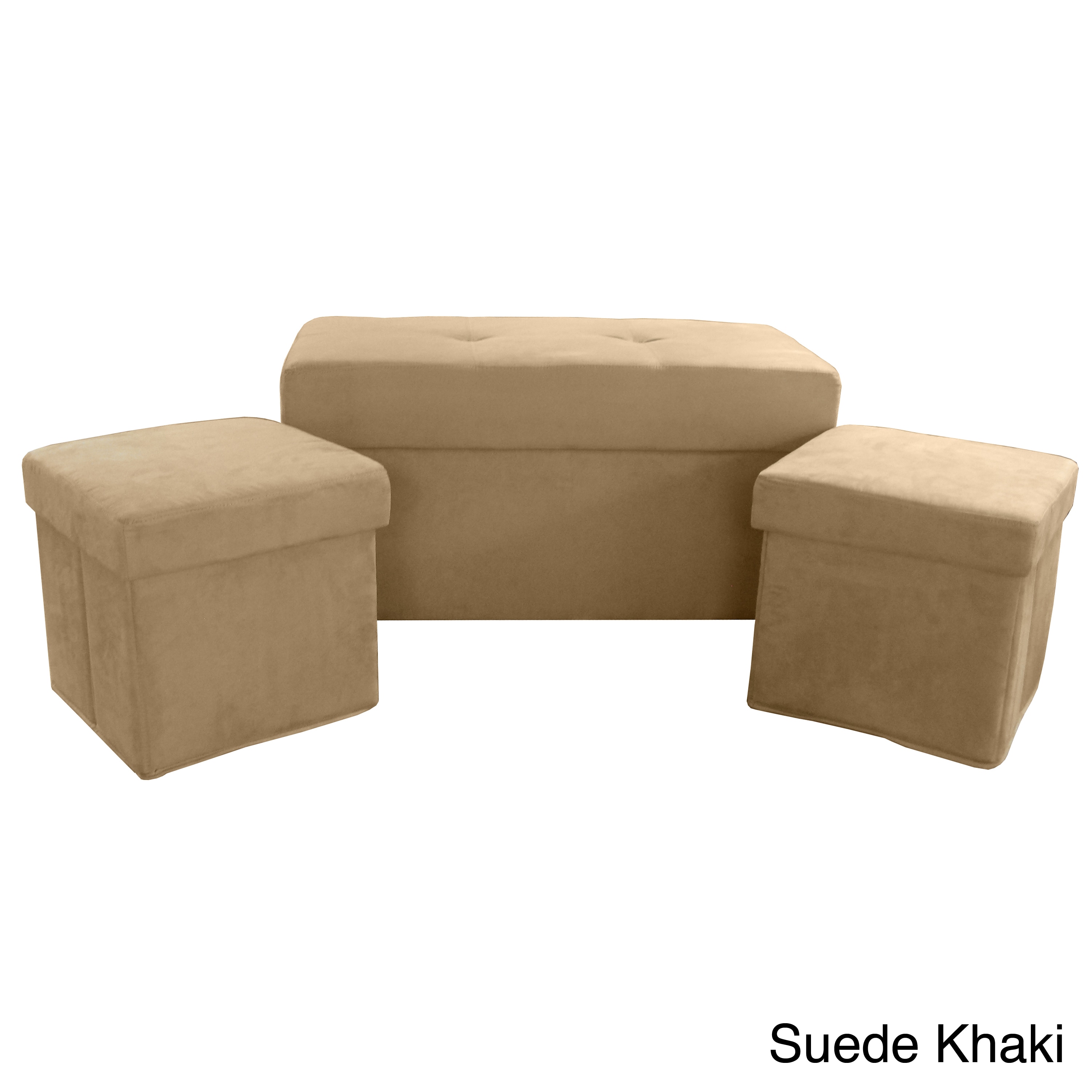 Vanderbilt Foldable 3 piece Storage Ottoman Set