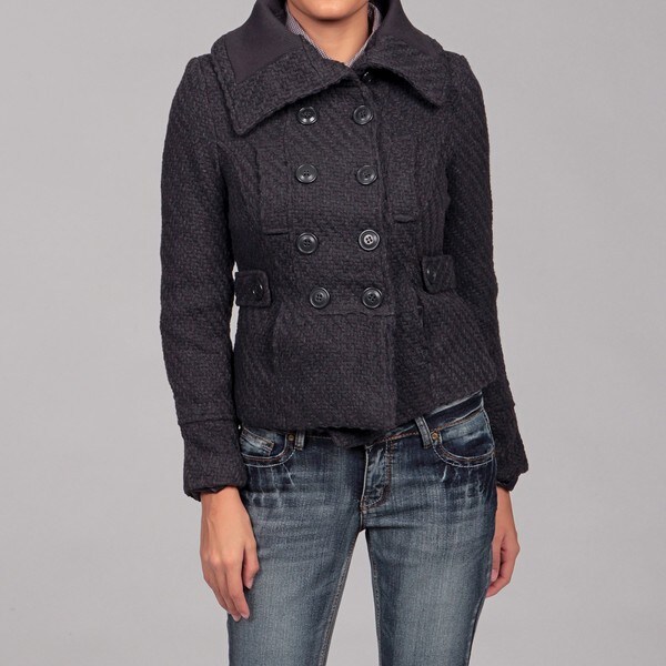 Last Kiss Women's Rib Detail Foldover Collar Coat Free Shipping On Orders Over 45 Overstock