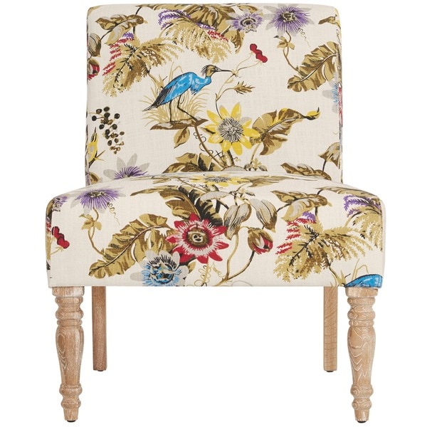 Handy Living Bradstreet Antique Floral Bird Armless Chair - Free ...