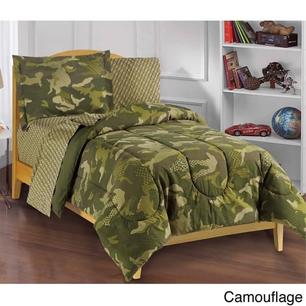 slide 2 of 10, Dream Factory Geo Camo 5-piece Bed in a Bag with Sheet Set