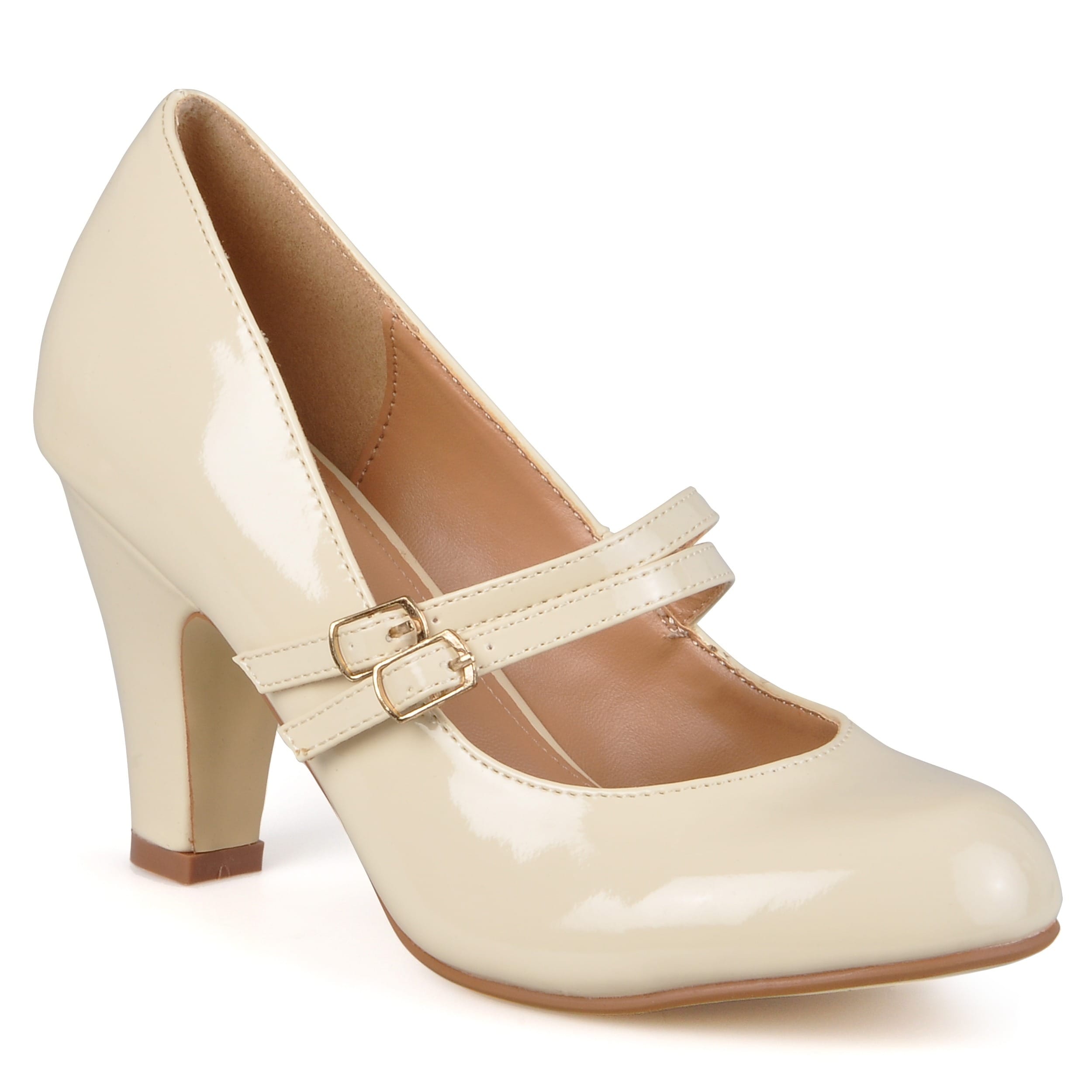 beige pumps with strap