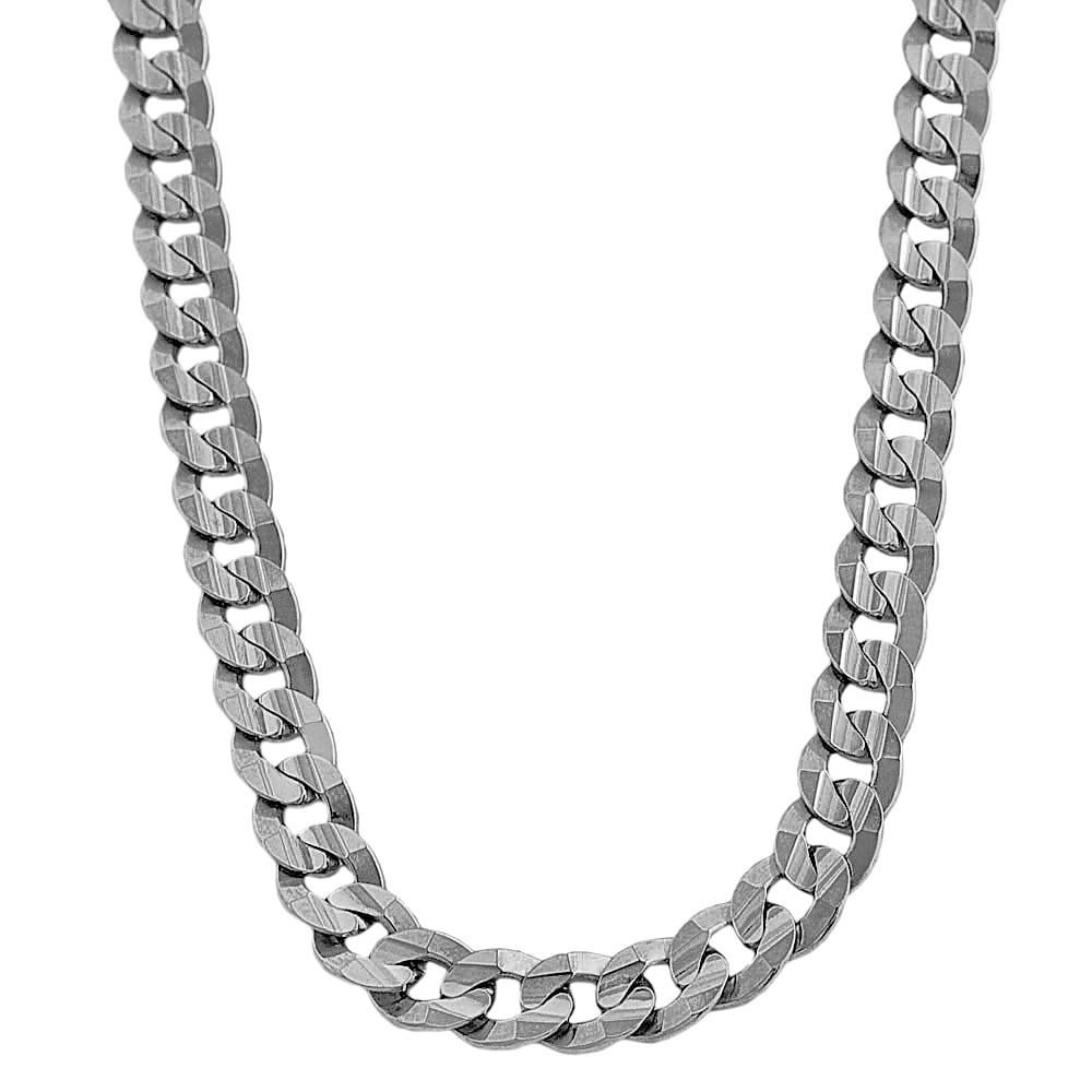 Shop Fremada 14k White Gold Men&#39;s Solid 9.7mm Curb Link Chain (24-inch) - On Sale - Free ...