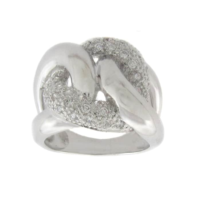 Finesque Silvertone Diamond Accent Chain Link Ring