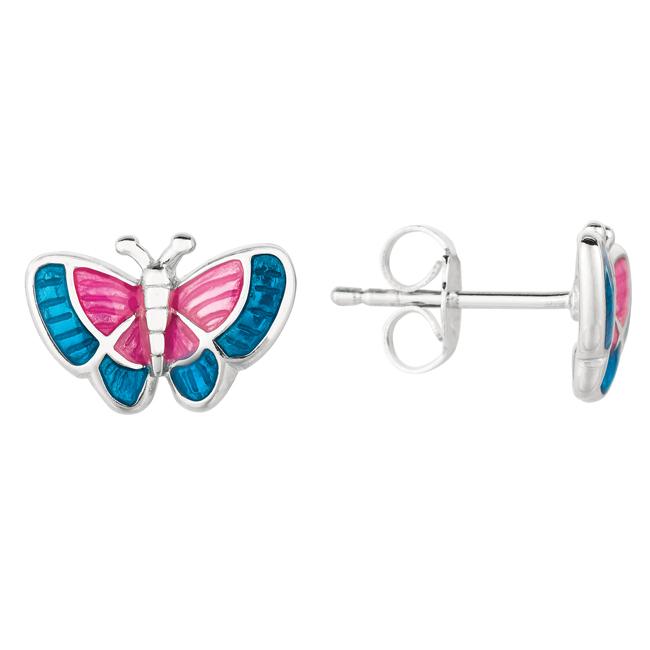 Shop Sterling Silver Enamel Butterfly Earrings - Free Shipping On ...