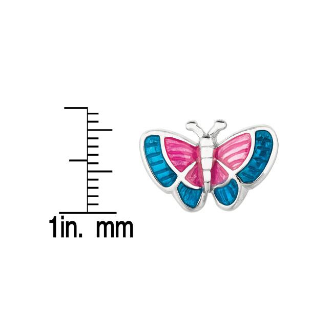 Sterling Silver Enamel Butterfly Earrings   13743940  