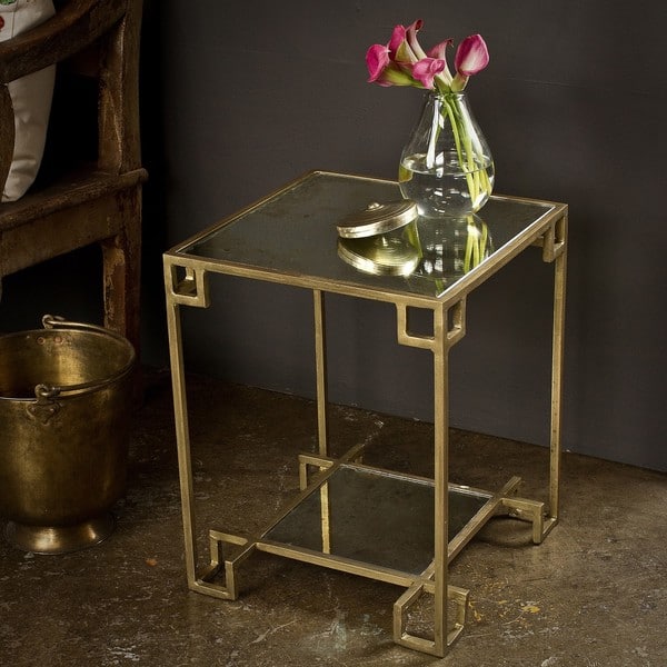 slide 2 of 1, Steel Cubist Brass Side Table (India)