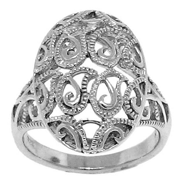 Sterling Silver Fancy Filigree Ring - 13745113 - Overstock.com Shopping ...