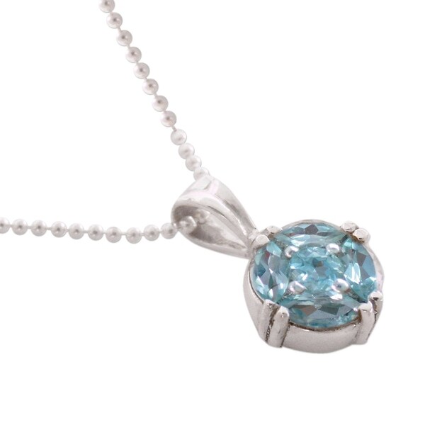 Handmade Jaipur Star Blue Topaz Sterling Silver Necklace (India) - 16