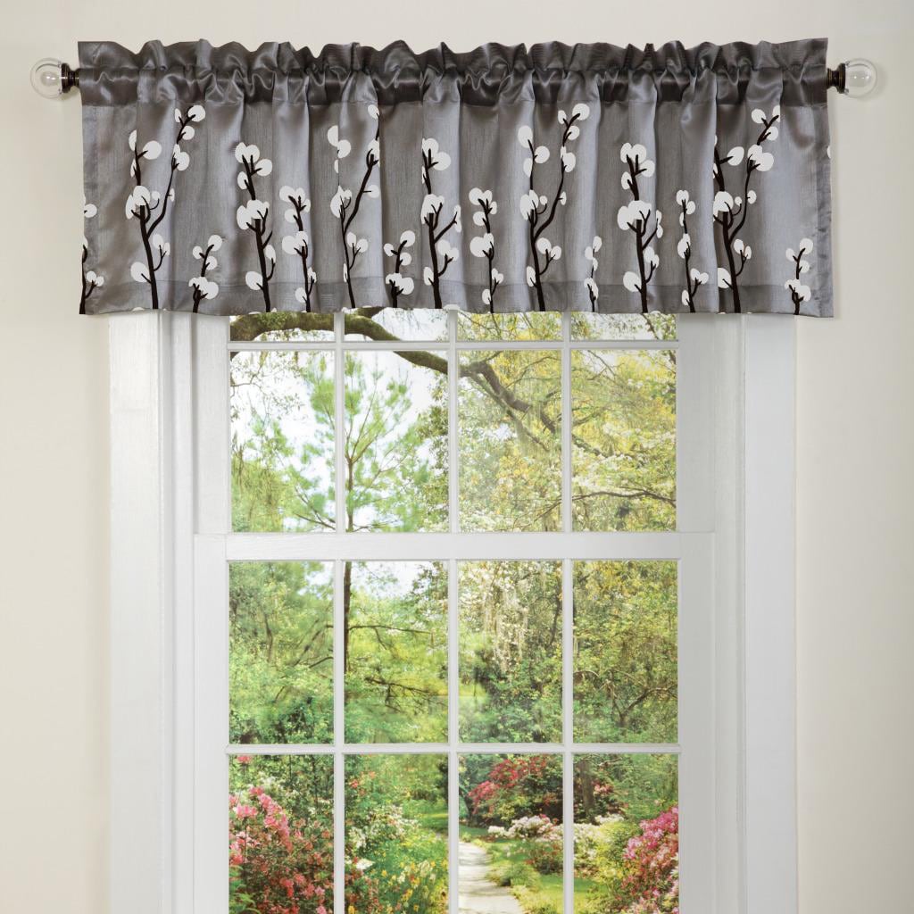 Lush Decor Black/ Silver Cocoa Flower Valance