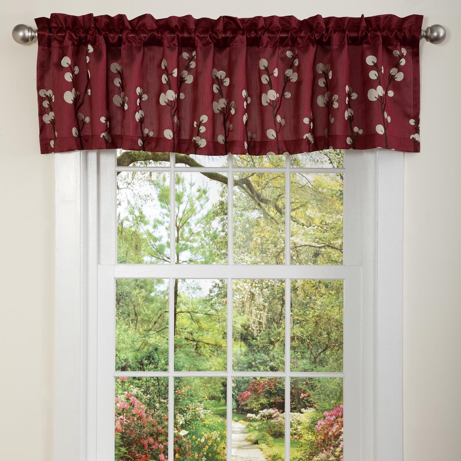 Lush Decor Red Cocoa Flower Valance