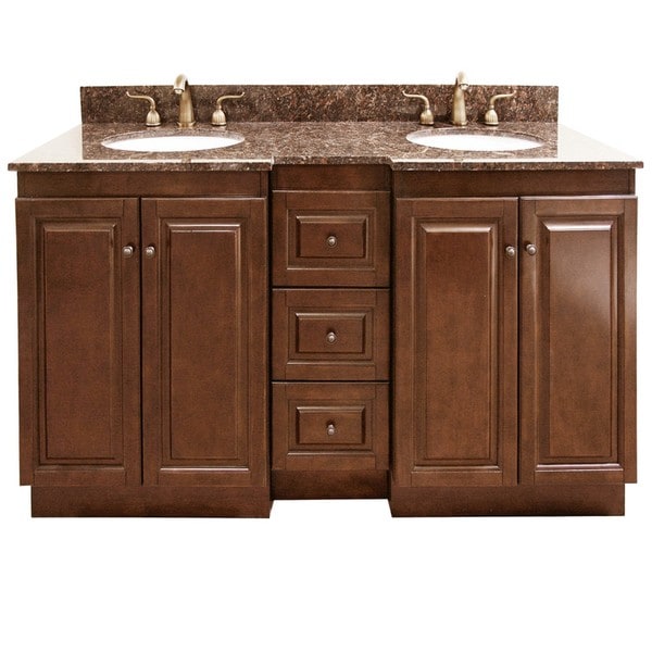 Shop Granite Top 60inch Double Sink Bathroom Vanity Free Shipping