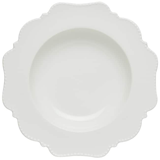 Red Vanilla Pinpoint White Rimmed Soup Bowl Set of 6