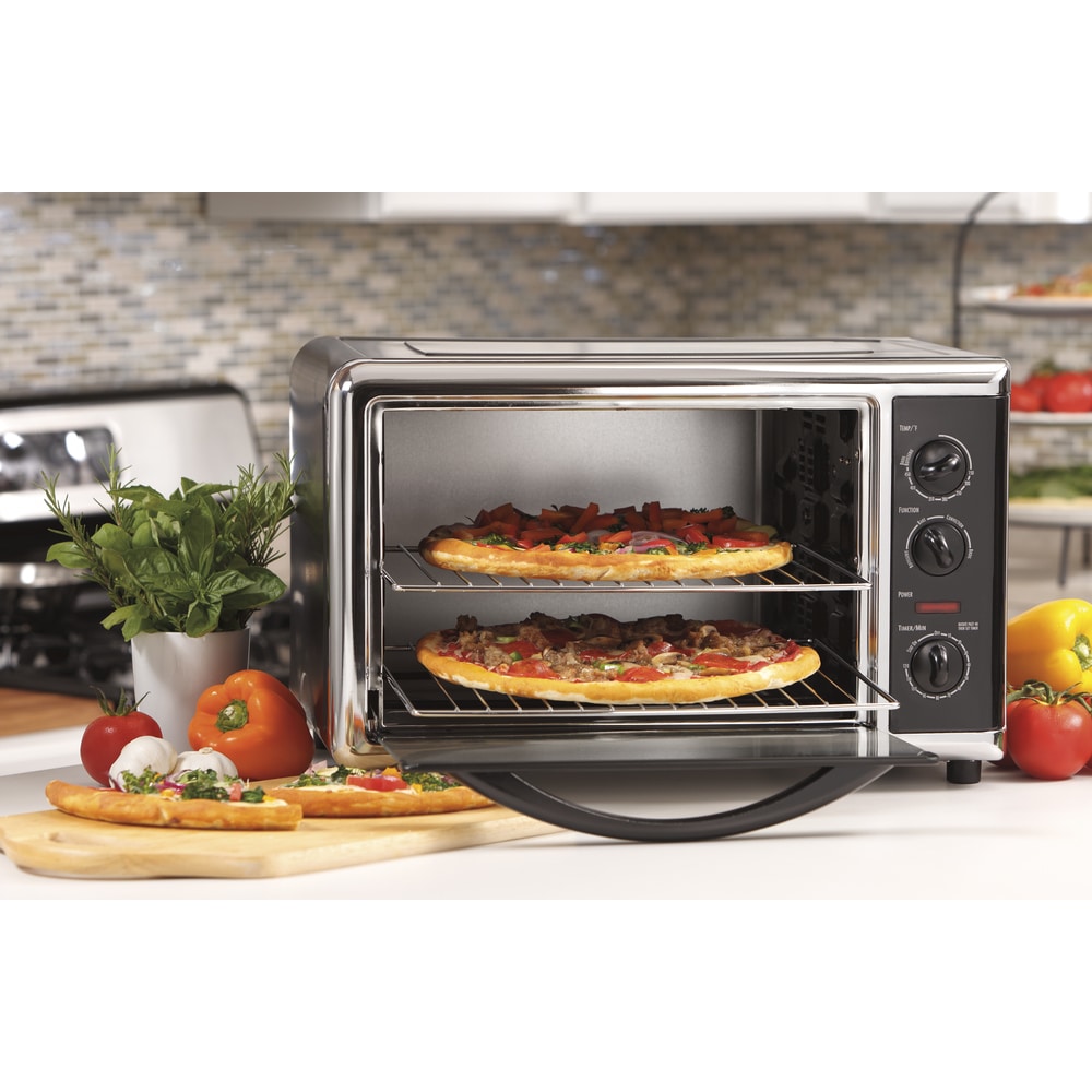 NutriChef PKRTVG34 Kitchen Countertop Rotisserie Toaster Oven Cooker with  Rack