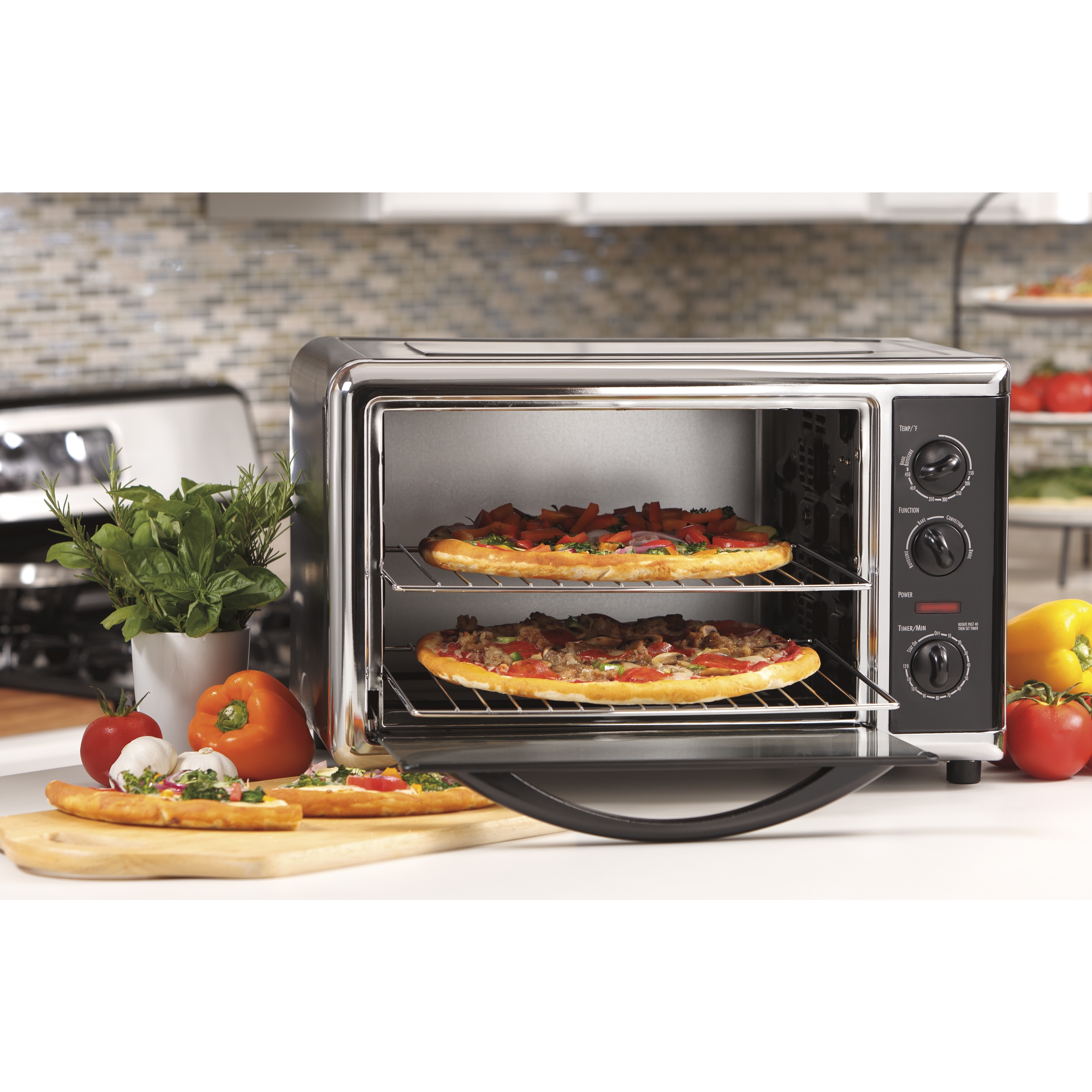 Geek Chef Air Fryer Toaster Oven Combo 16 Quart 5-in-1 Countertop  Dehydrator for Chicken, Pizza, Cookies, 1400W, 4 Accessories Included,  Silver 