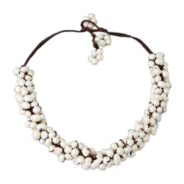 Handmade Cluster White Pearl Rope Necklace (Thailand)