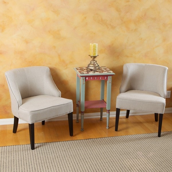 Louise Off White Linen Accent Chairs Set Of 2