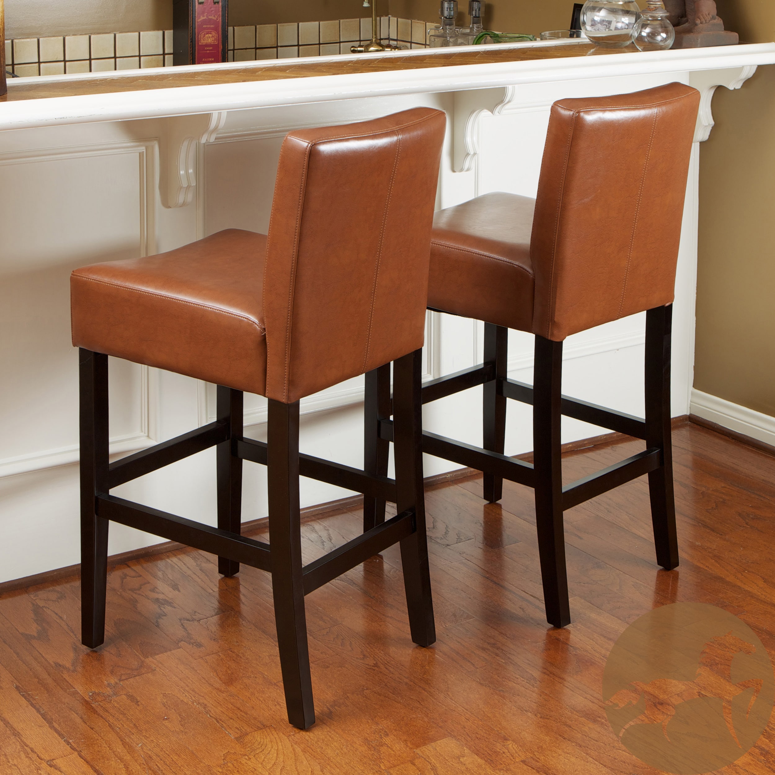 Christopher Knight Home Hazelnut Leather Bar Stools (set Of 2)