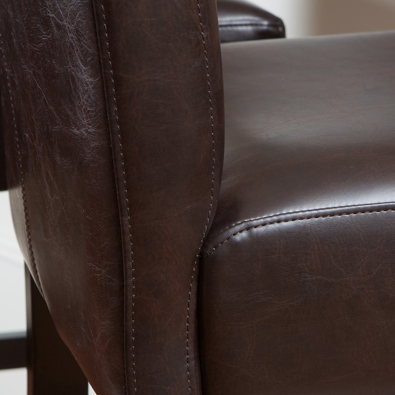 Lopez 30-inch Brown Leather Bar Stools by Christopher Knight Home (Set of 2)