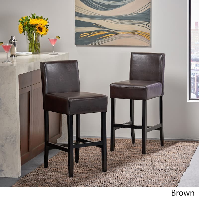 Lopez 30-inch Brown Leather Bar Stools by Christopher Knight Home (Set of 2)