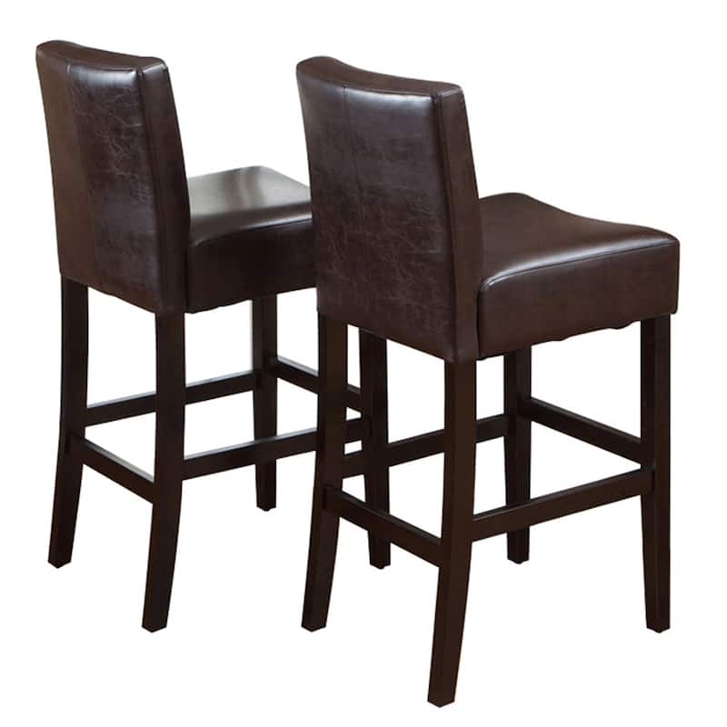 Lopez 30-inch Brown Leather Bar Stools by Christopher Knight Home (Set of 2)
