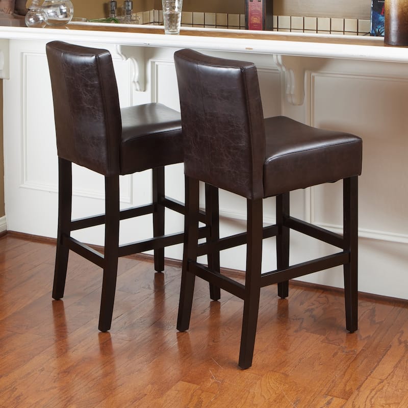 Lopez 30-inch Brown Leather Bar Stools by Christopher Knight Home (Set of 2) - Set of 2 - Bar Height